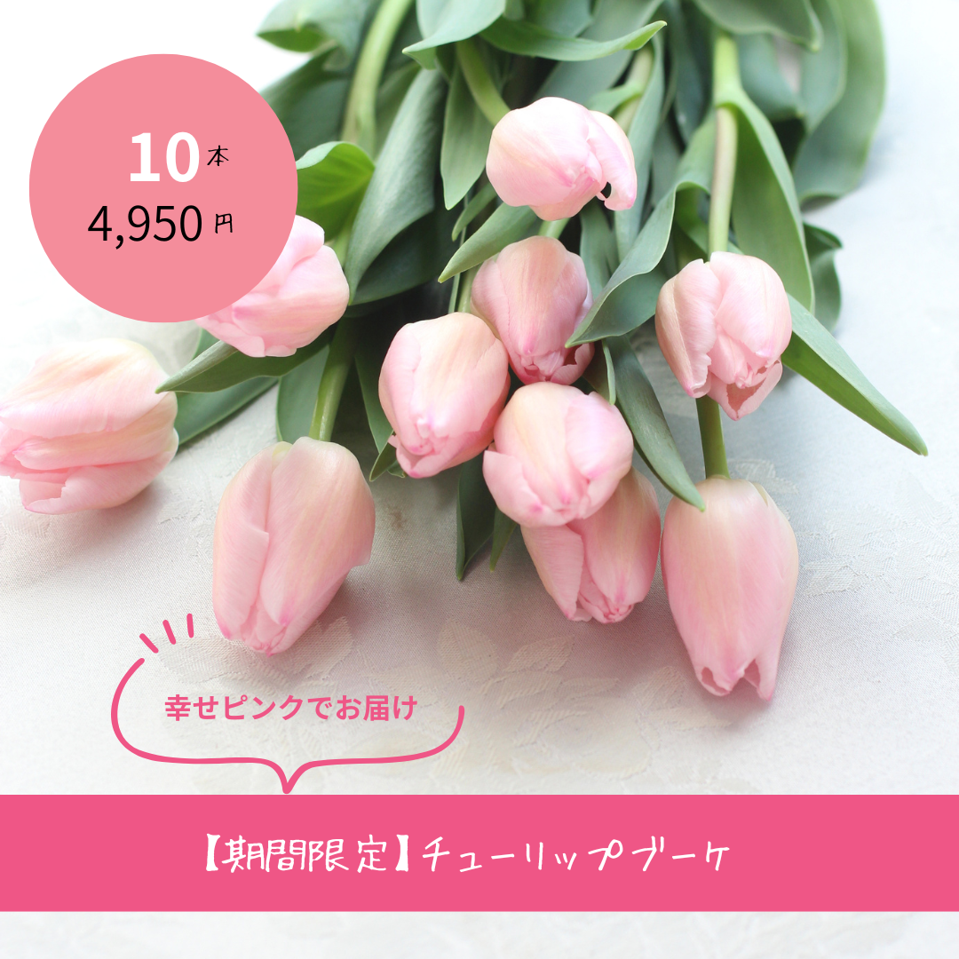 【期間限定】幸せピンクでお届け！チューリップブーケ ＊10本